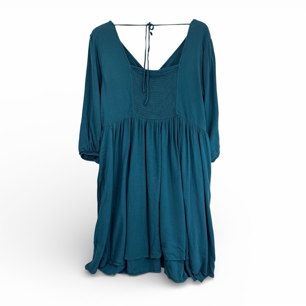 Torrid Teal Knot Front Baby doll Mini Dress Balloon Sleeve Size 2 - Picture 3 of 6